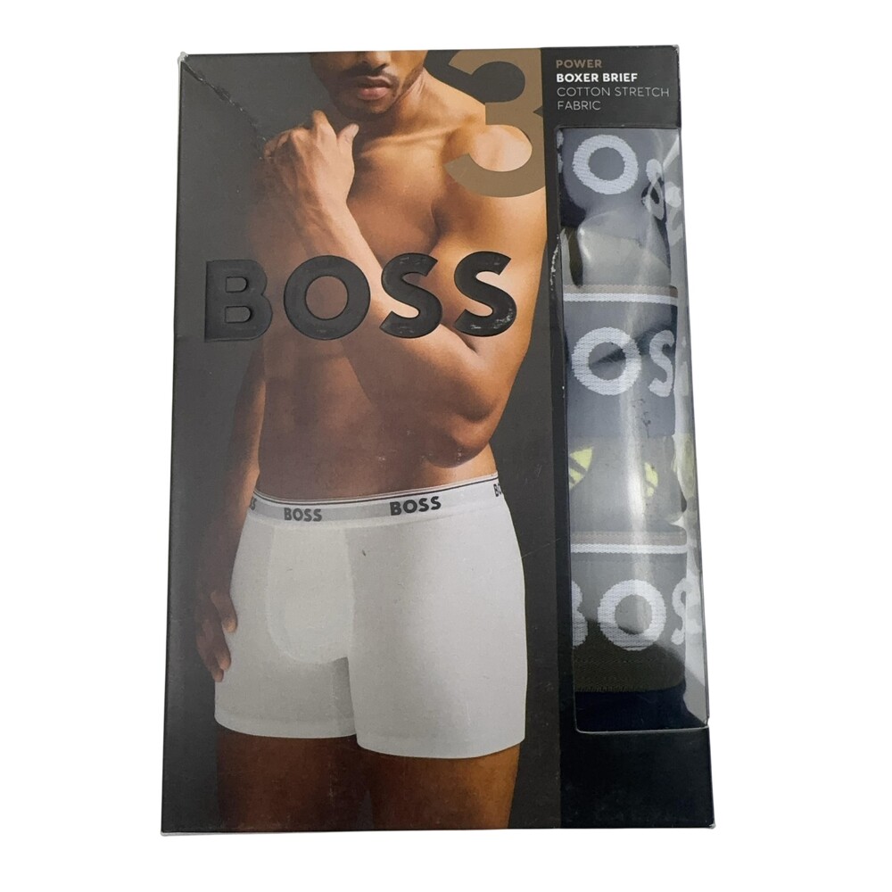 Boss Power Boxer Brief Underwear Mens Small Multicolor Cotton Stretch 3 Pack